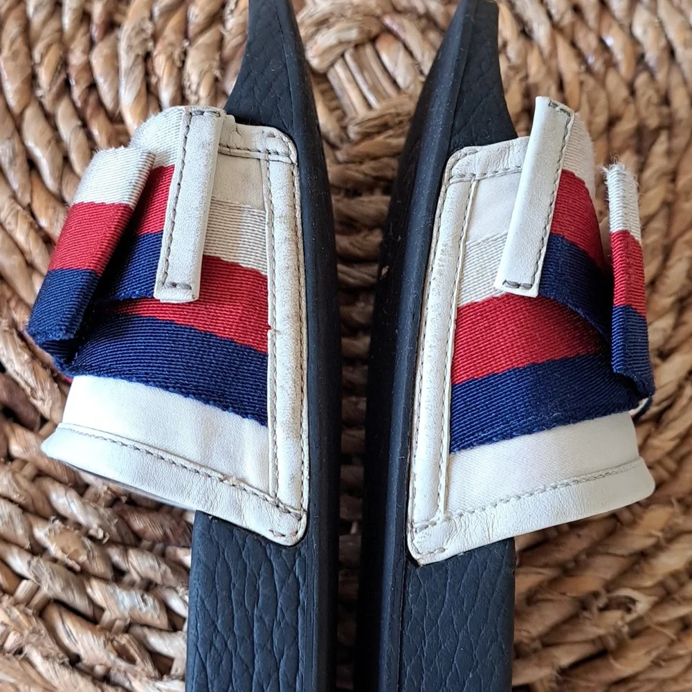 Gucci Womens Sylvie Satin Oversized Bow Slides Molded Rubber Soles EU38/US7.5-8 - Picture 11 of 15